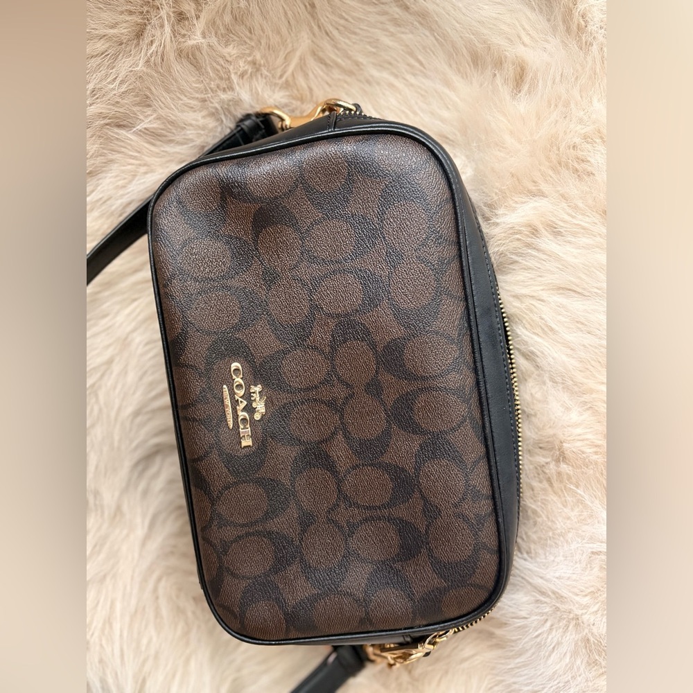 Coach Signature Brown and Black Crossbody Bag